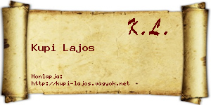 Kupi Lajos névjegykártya